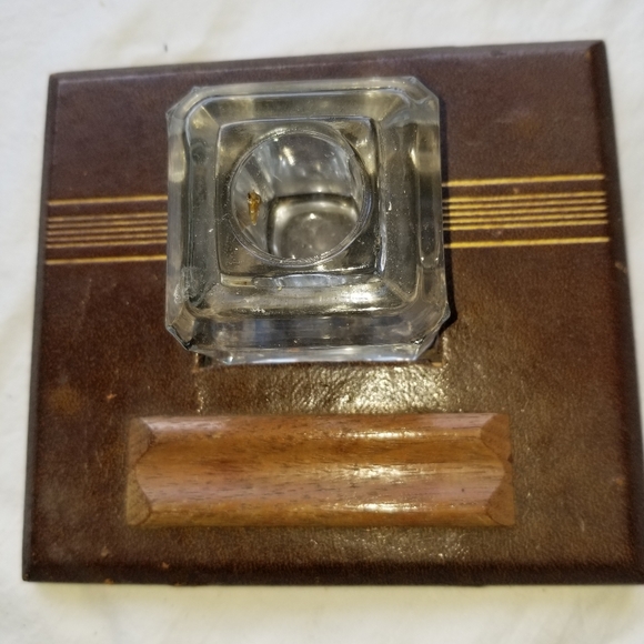 MCM leather & wood inkwell - Picture 3 of 6
